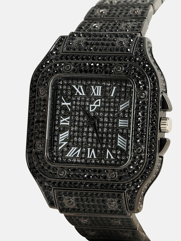The Bijou Roman Square Watch - Midnight Black