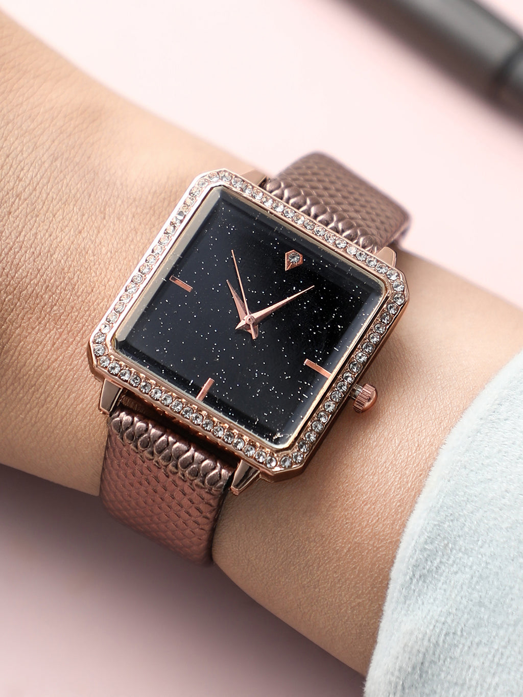Square Brown Analogue Watch