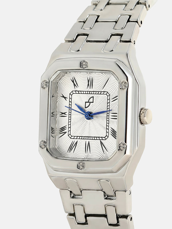 The Torque Roman Square Watch - Metallic Silver