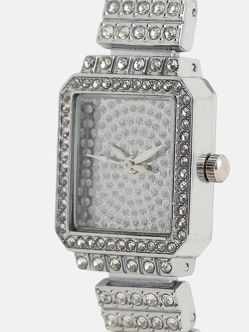 The Kennedy Rectangular Watch - Metallic Silver
