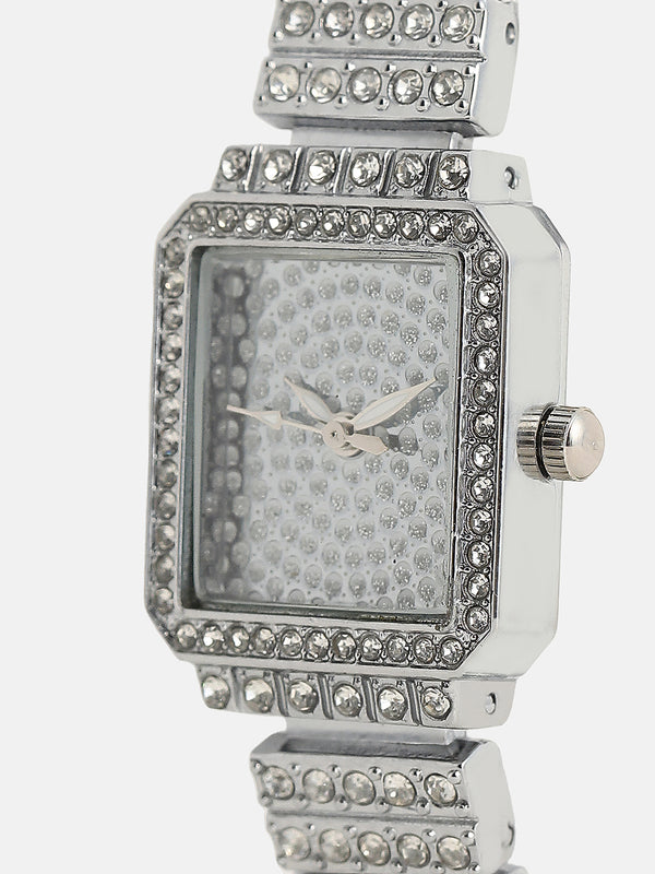 The Kennedy Rectangular Watch - Metallic Silver