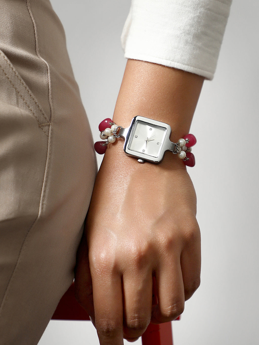 The Begum Square Watch - Ruby Red