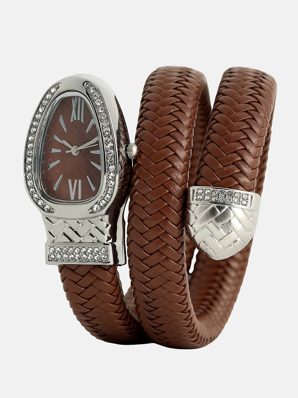 The Aurora Wrap Oval Watch -  Classic Brown