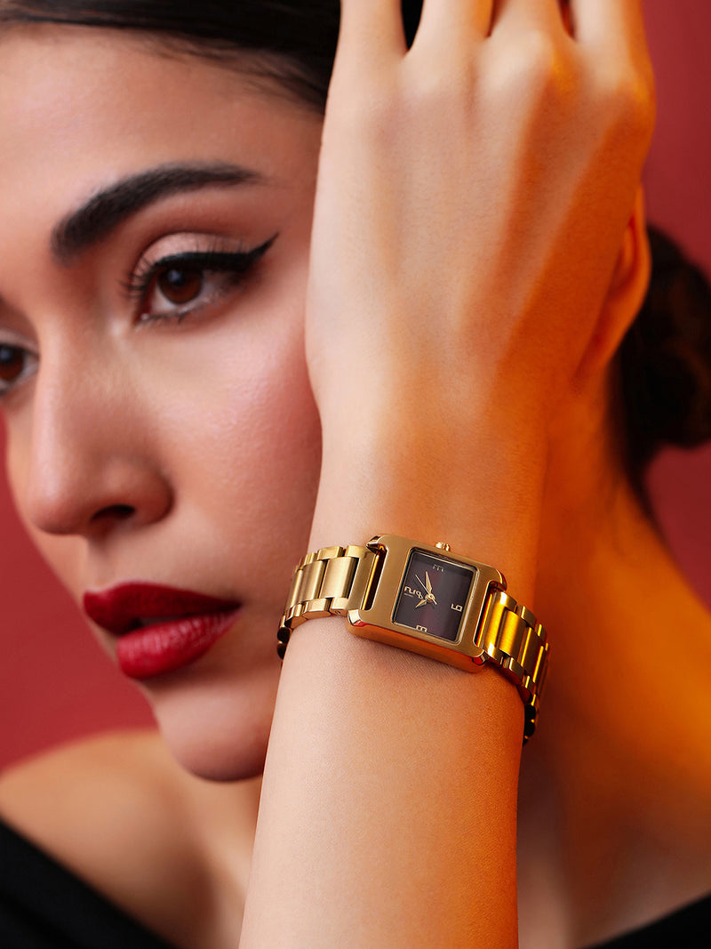 The Ivory Rectangle Watch - Gold