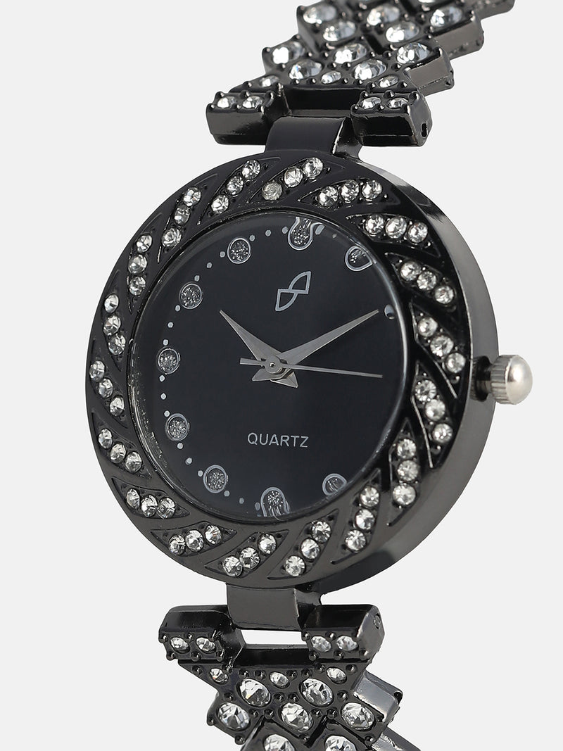 Embellished Chain Round Watch