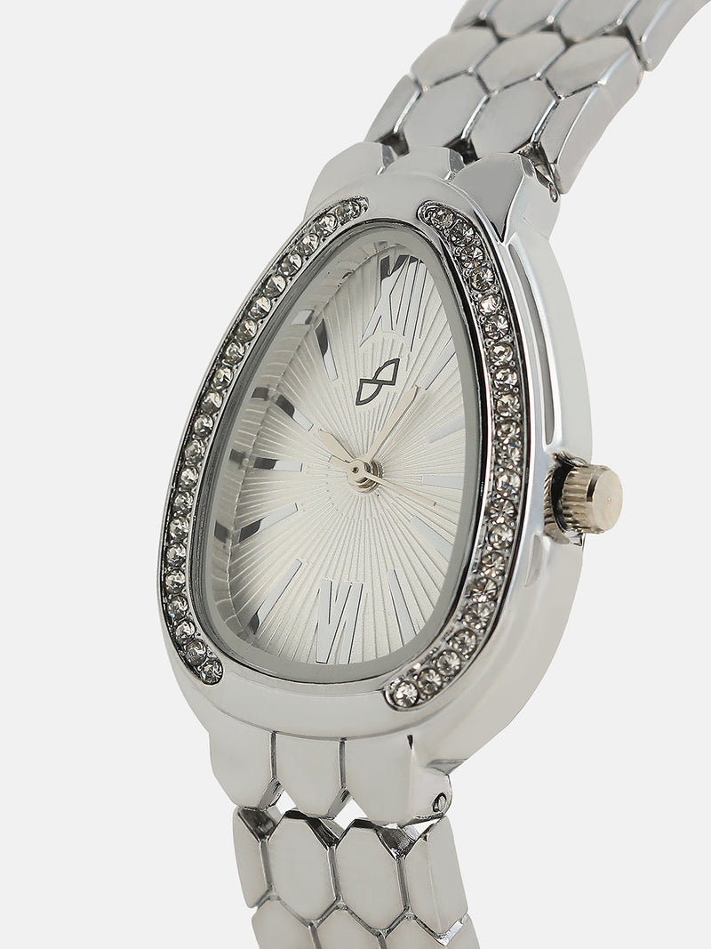 The Roman Ophidian Oval Watch - Metallic Silver