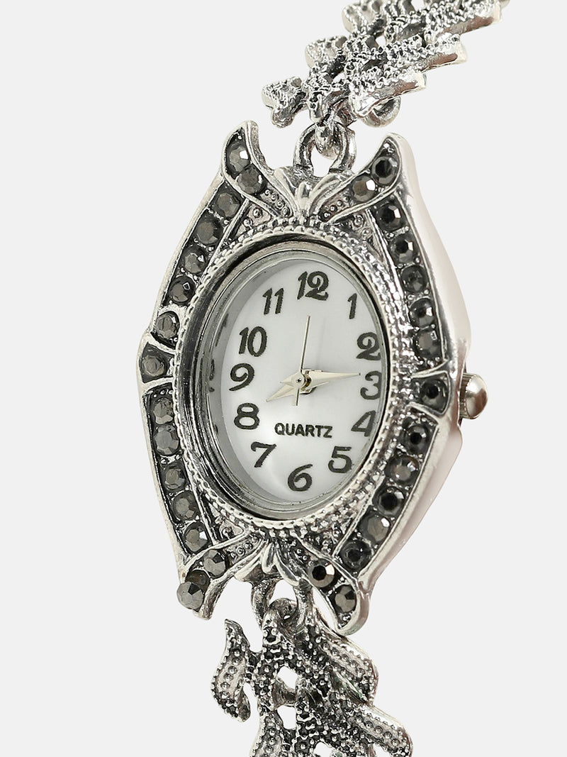 The Wishbone Oval Watch - Antique Silver
