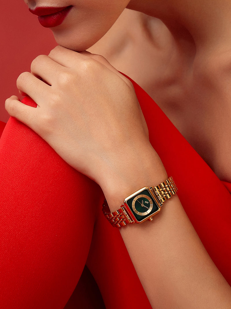 The Ruby Square Watch - Antique Gold