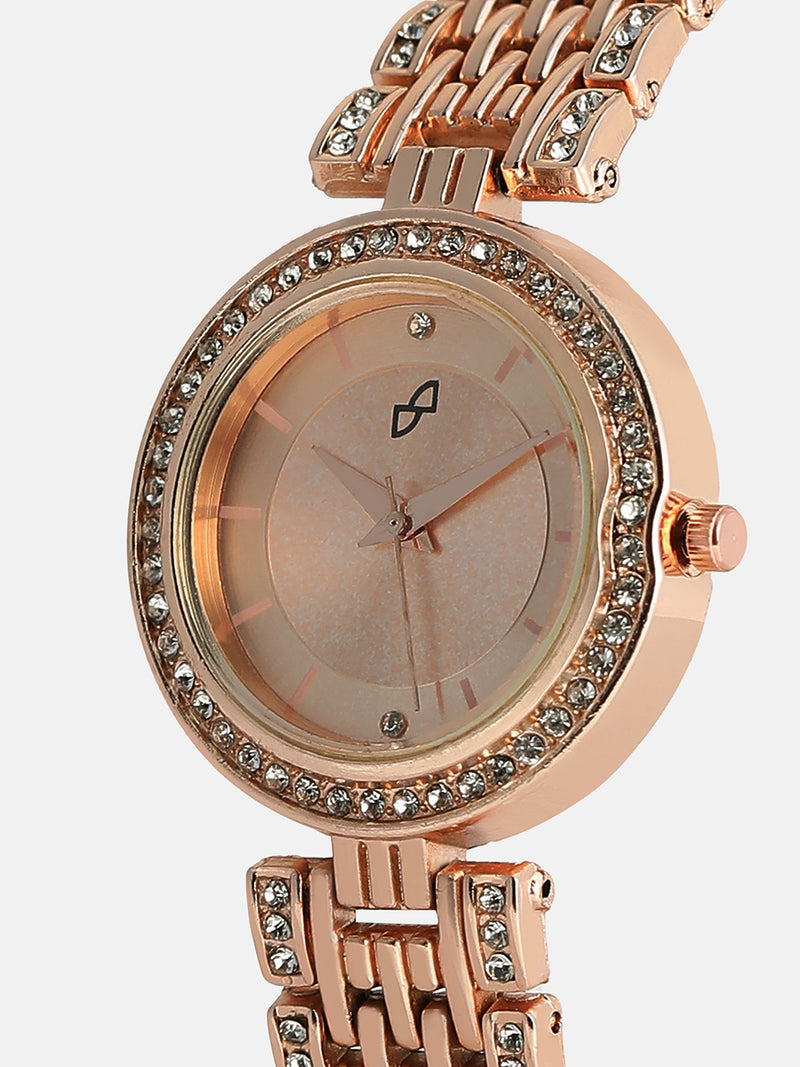 The Cristal-Orbit Round Watch - Rose Gold