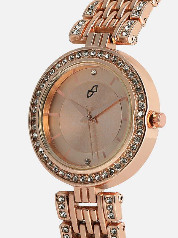 The Cristal-Orbit Round Watch - Rose Gold