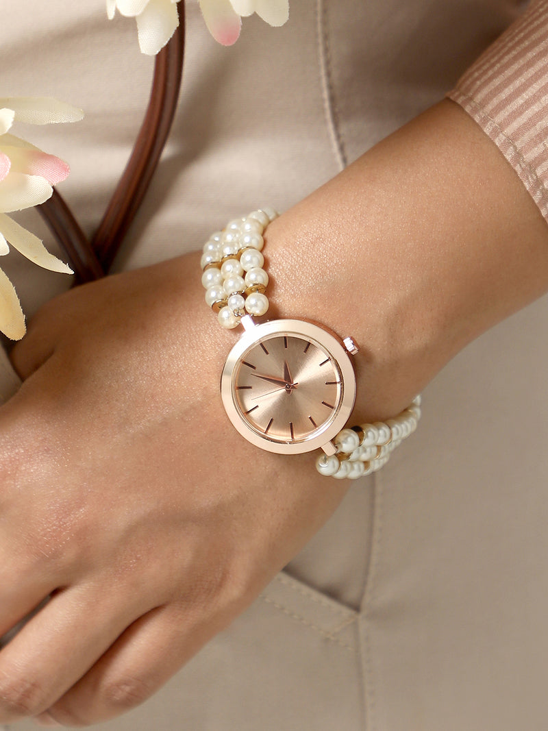 The Noor Round Watch - Pearl White
