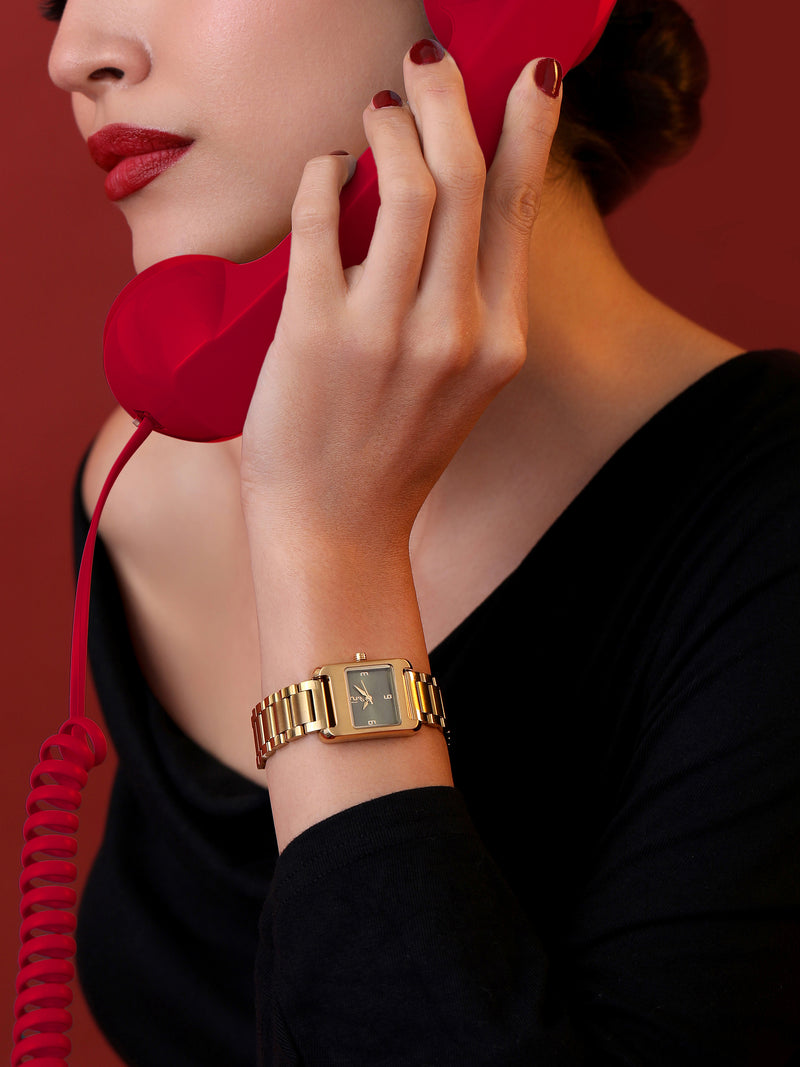 The Ivory Rectangle Watch - Gold