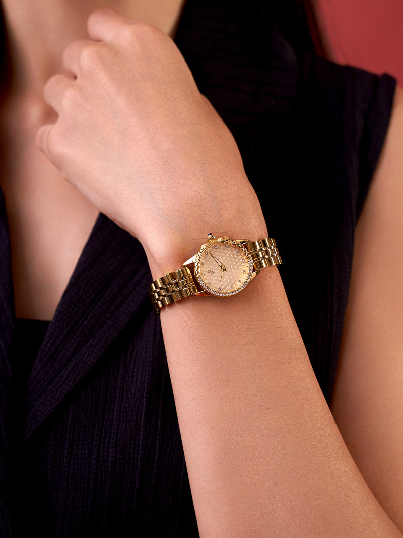 The Emerald Luxe Watch - Antique Gold