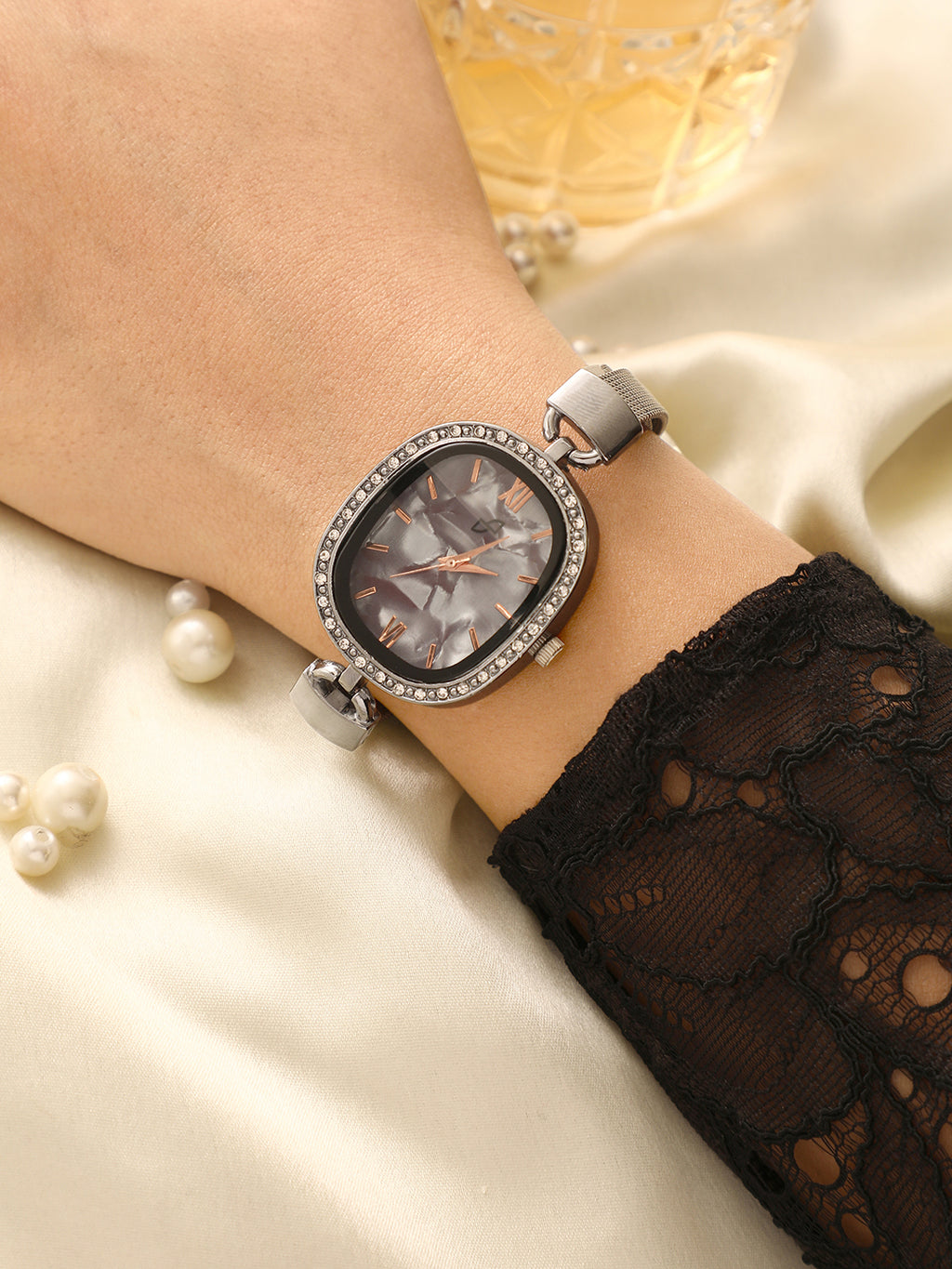 The Textured Square Watch - Charcoal Grey