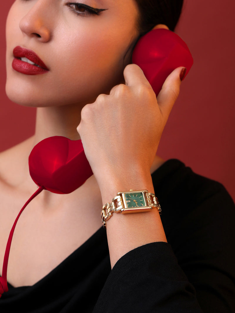 The Emerald Rectangle Watch - Royal Gold