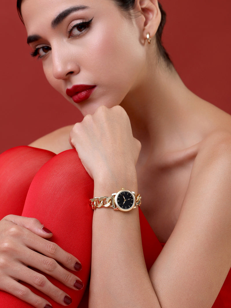 The Noir Classic Watch - Gold