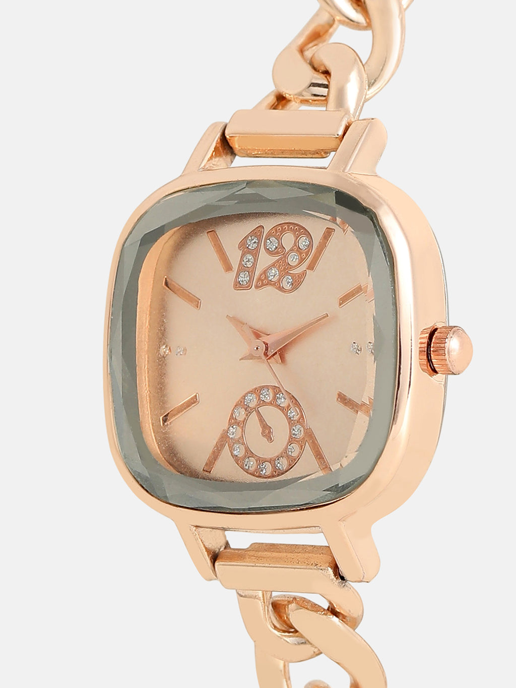 The Celeste Chainlink Square Watch - Rose Gold