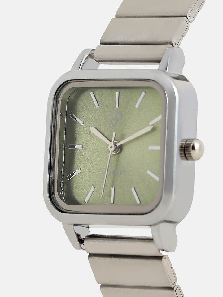The Downtown Chain Square Watch - Olive Green