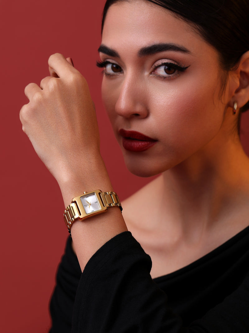 The Ivory Rectangle Watch - Gold