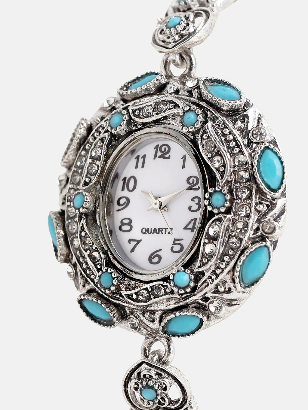 The Stone Heart Round Watch - Antique Silver