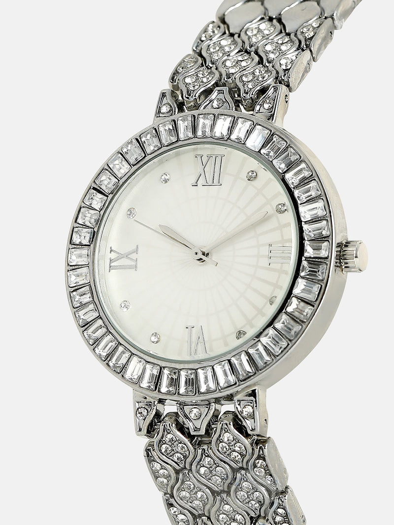 The Bijou Ophidian Round Watch - Metallic Silver
