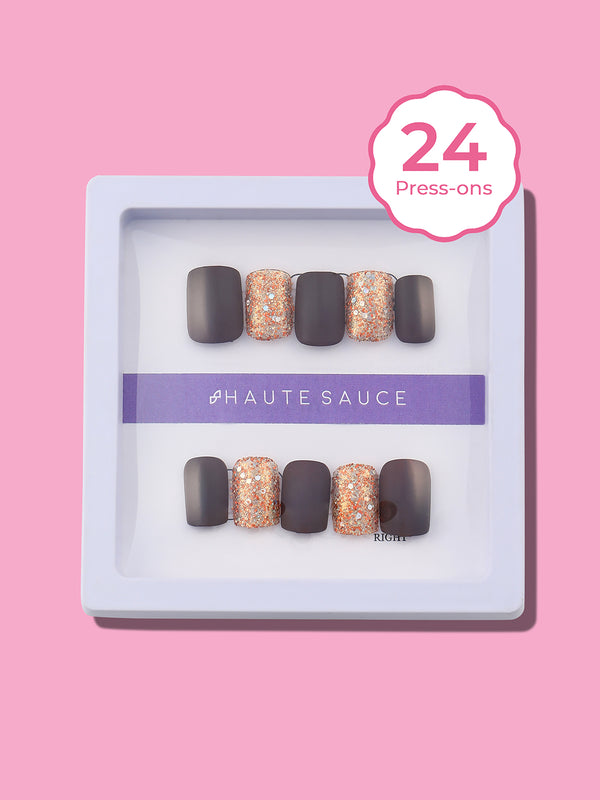 The Glitz-Block Press-On Nails - Taupe Brown