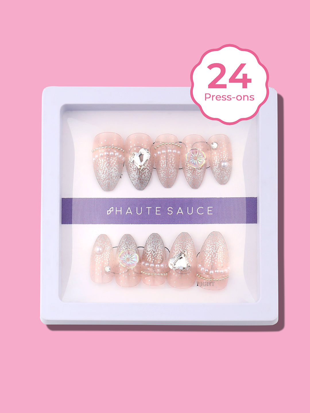 The French Bijou Press-On Nails - Crimson Red:Daisy White