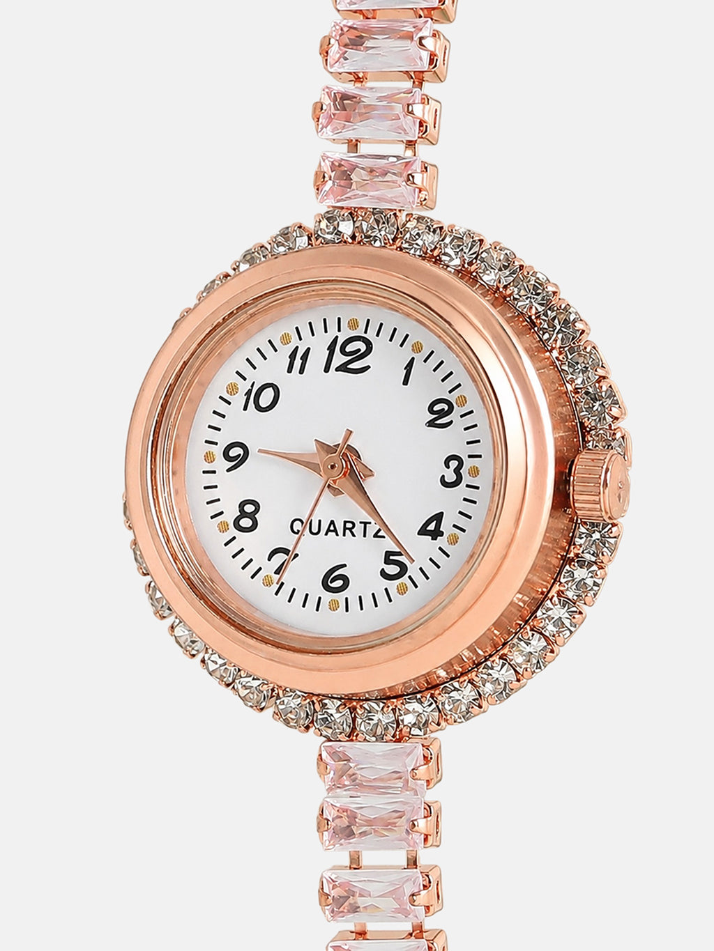 The Crystalized Wrap Round Watch - Rose Gold (Crystal Silver Stone)