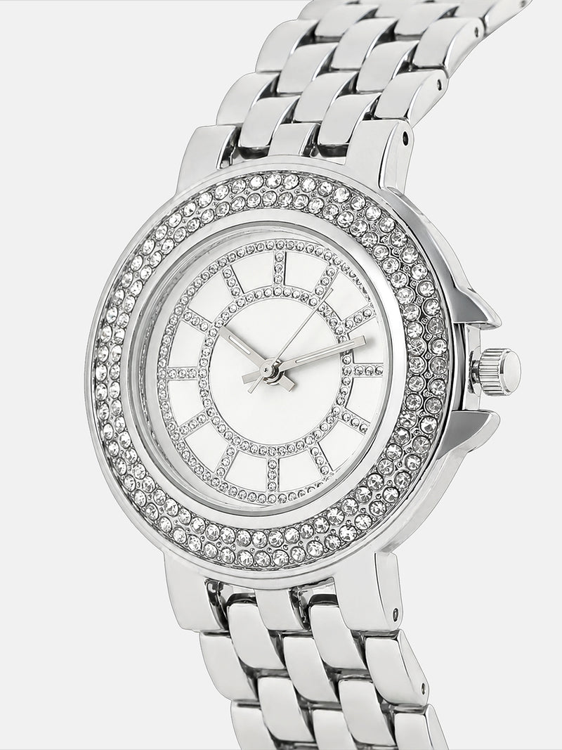 The Arcova Round Watch - Metallic Silver