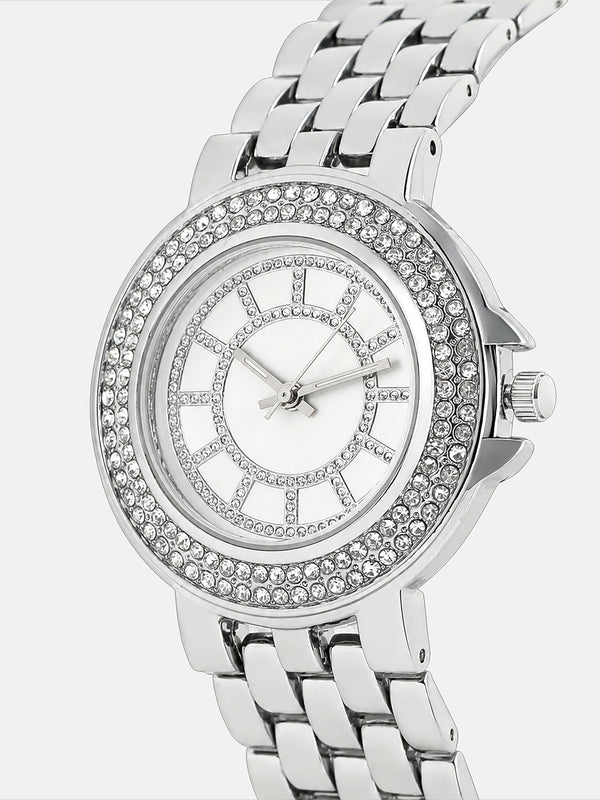 The Arcova Round Watch - Metallic Silver