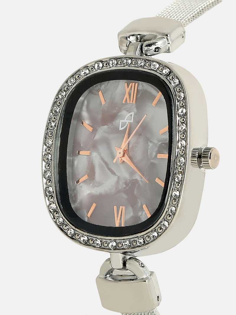 The Textured Square Watch - Charcoal Grey