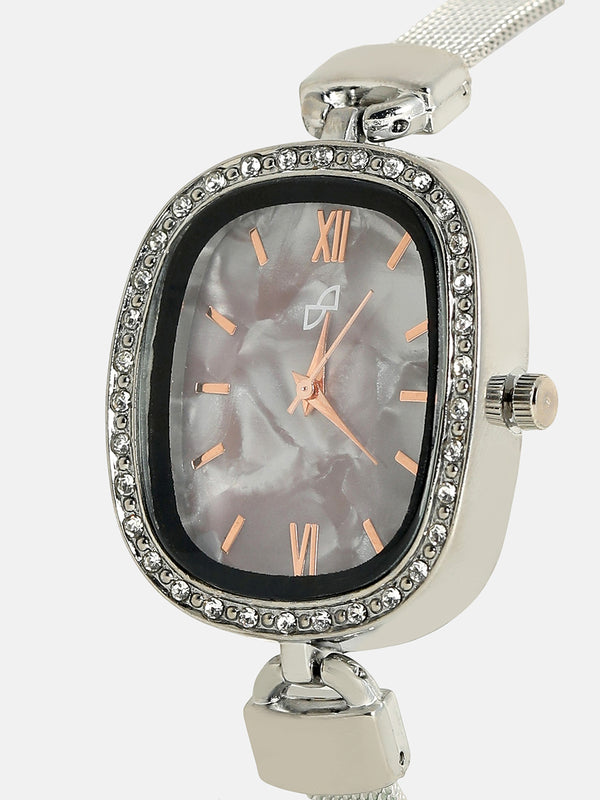The Textured Square Watch - Charcoal Grey