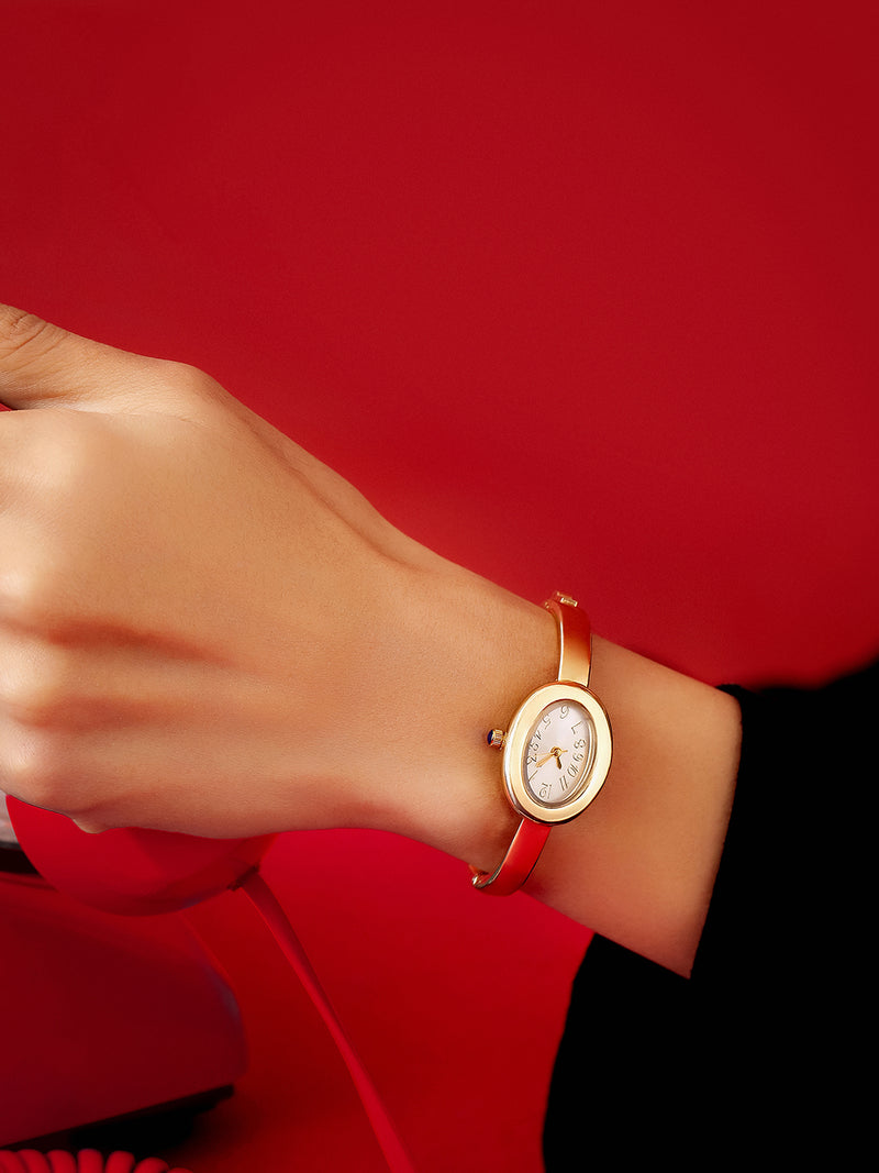 The Ivory Halo Watch - Champagne Gold
