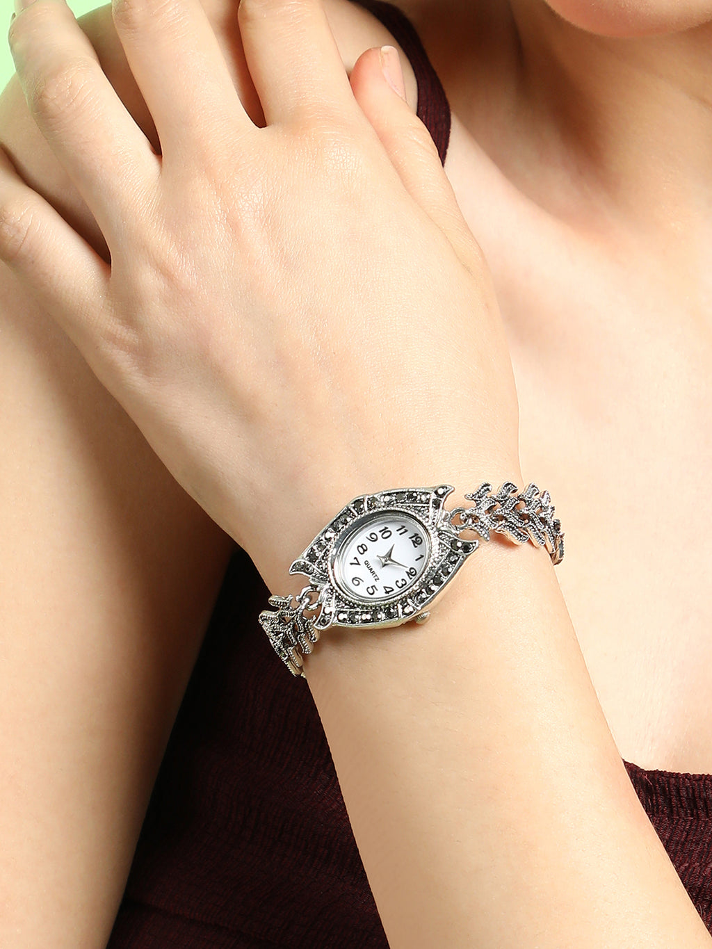 The Wishbone Oval Watch - Antique Silver