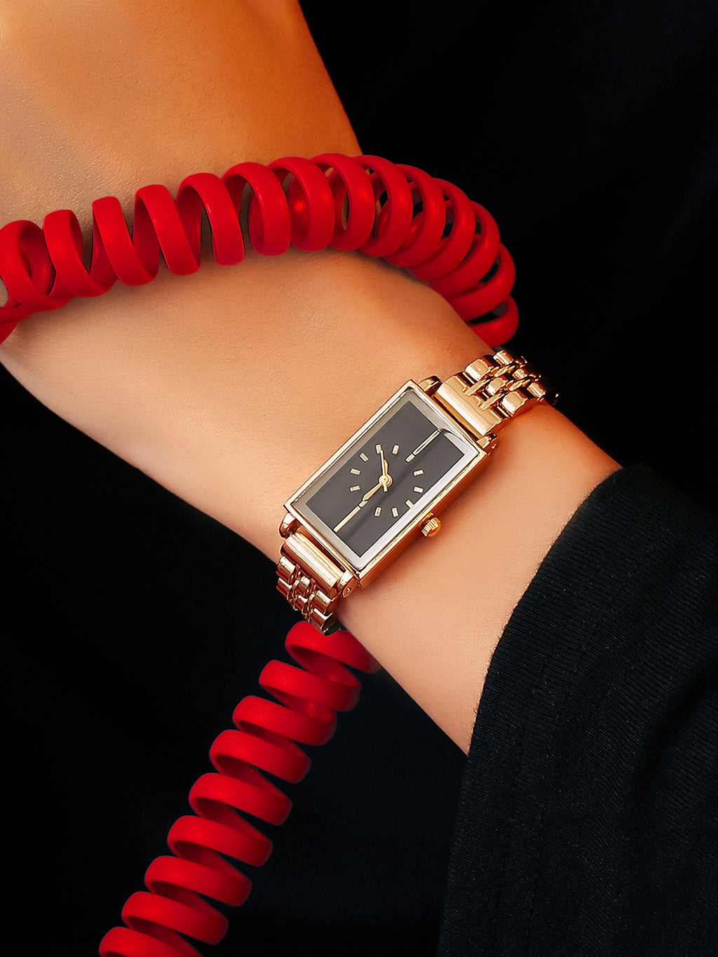 The Minimal Rectangle Watch - Midnight Gold