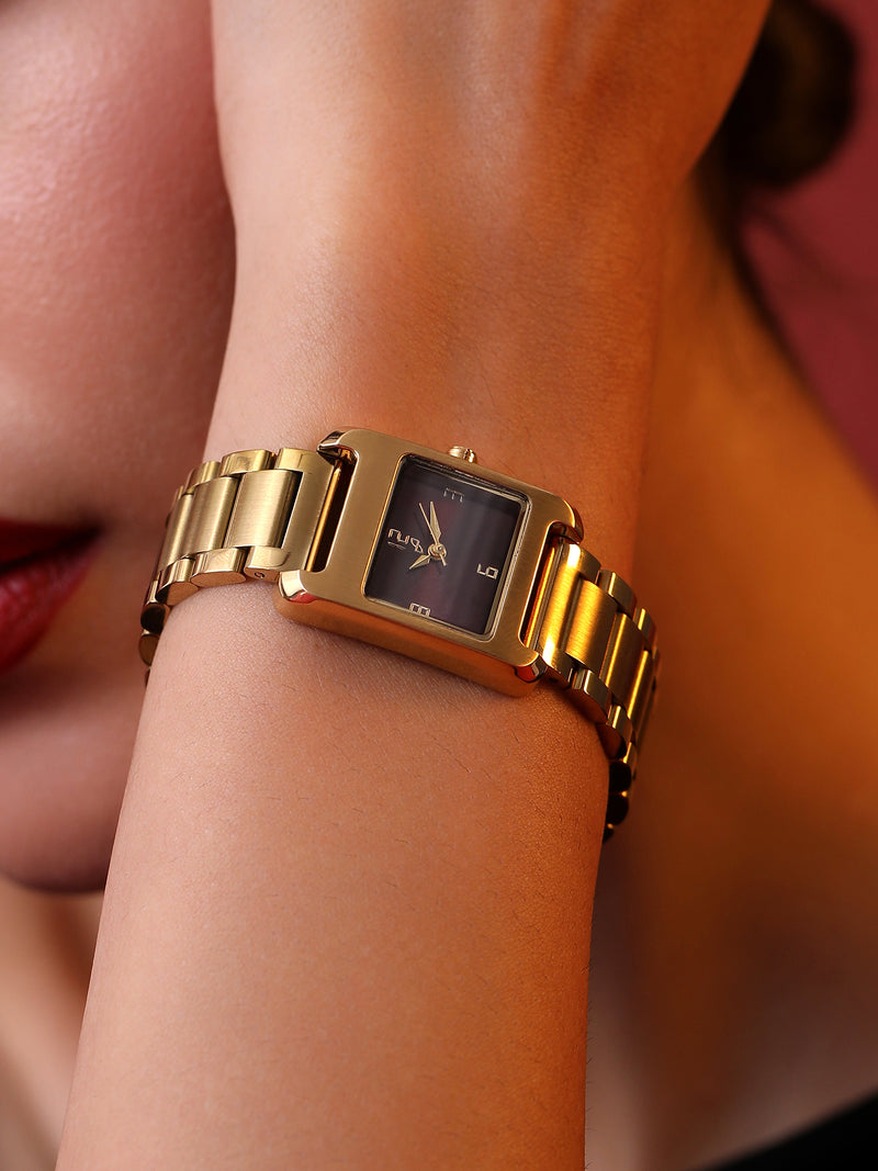 The Ivory Rectangle Watch - Gold