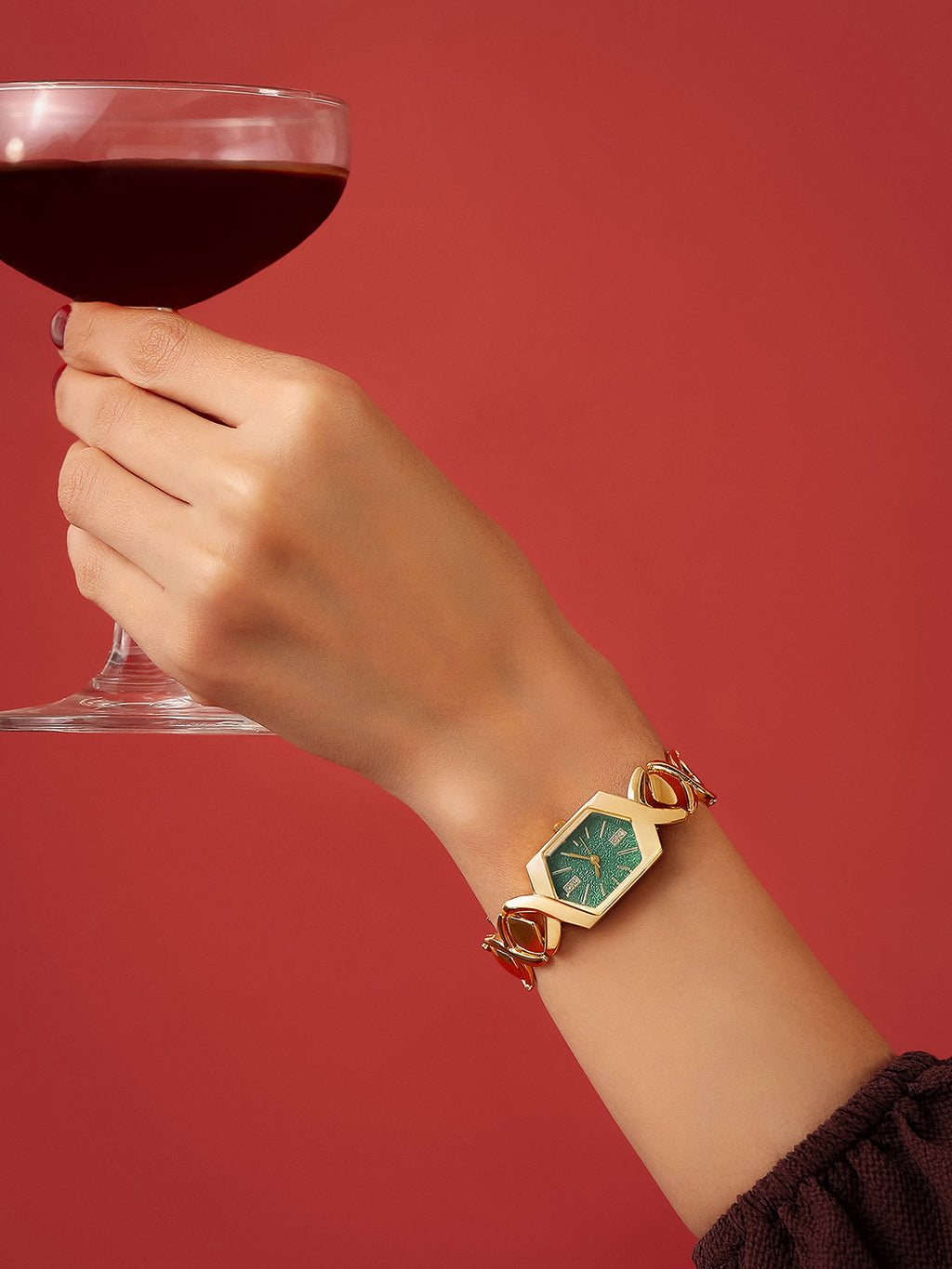 The Emerald Geometry Watch - Vintage Gold