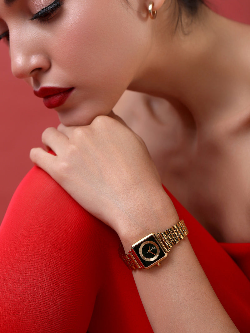 The Ruby Square Watch - Antique Gold