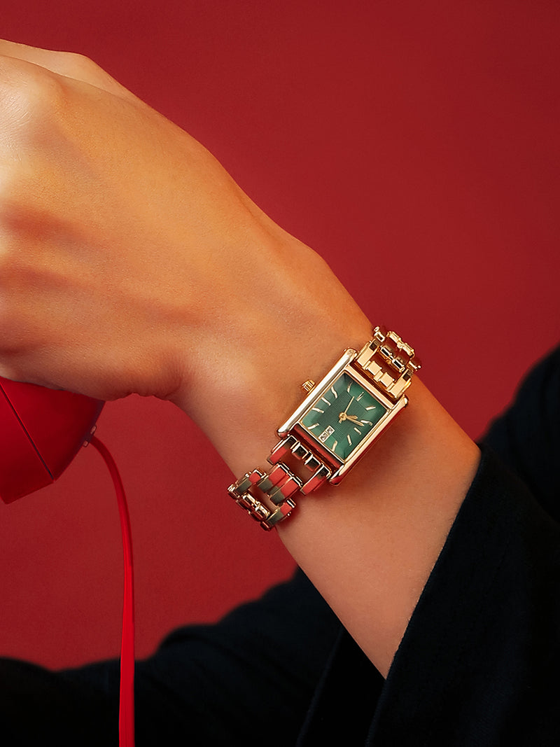 The Emerald Rectangle Watch - Royal Gold