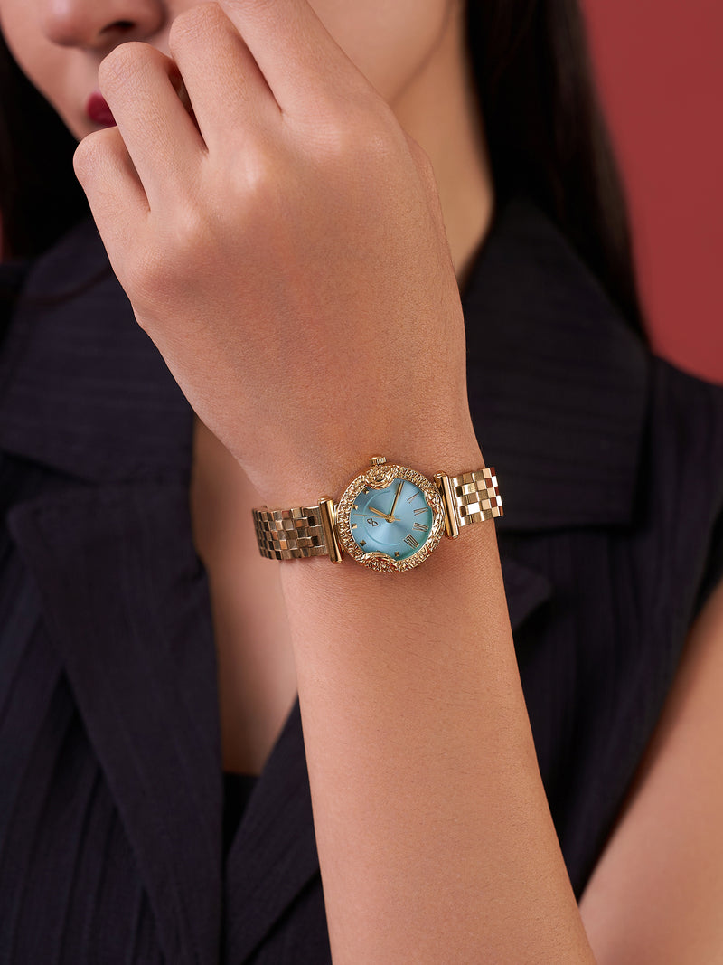 The Sapphire Marble Watch - Gold