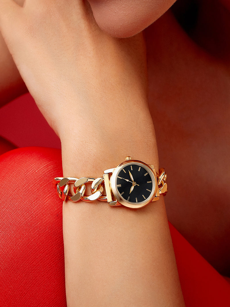 The Noir Classic Watch - Gold