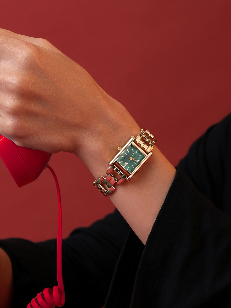 The Emerald Rectangle Watch - Royal Gold