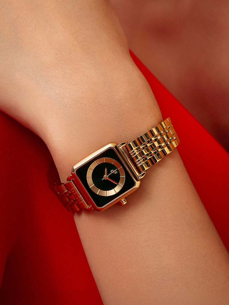 The Ruby Square Watch - Antique Gold