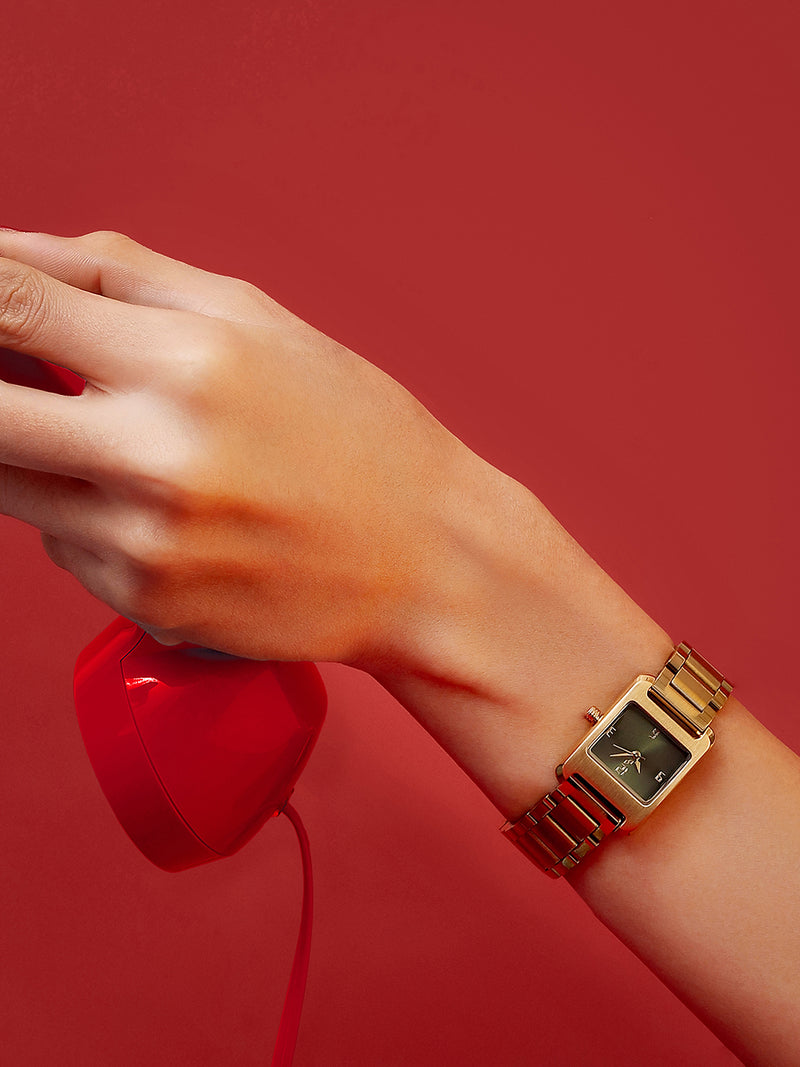 The Ivory Rectangle Watch - Gold