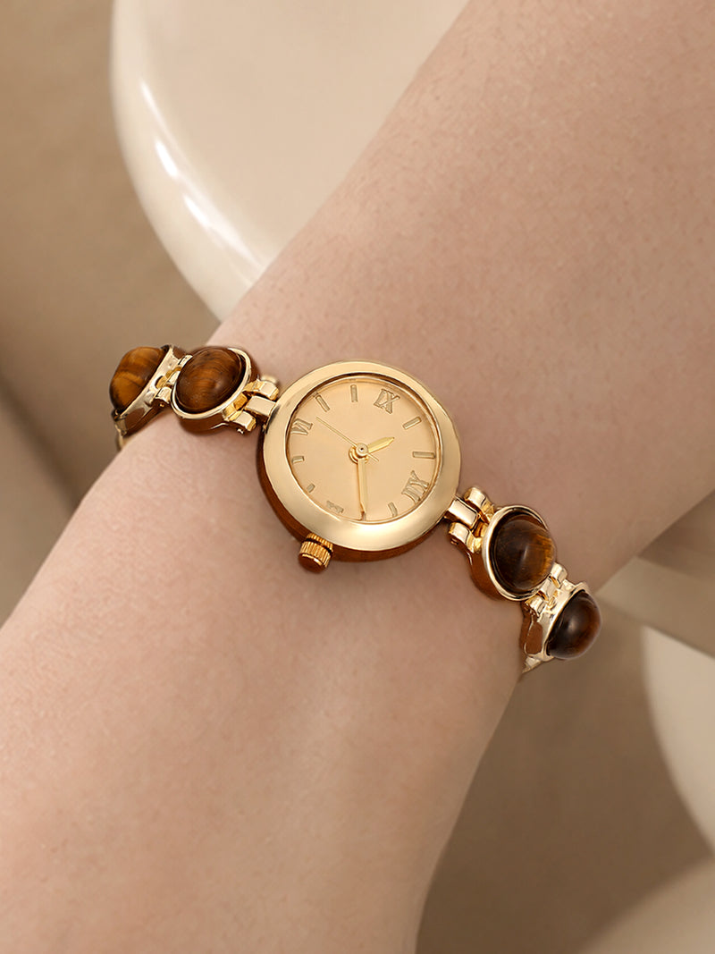 The Noir Beaded Watch - Gold