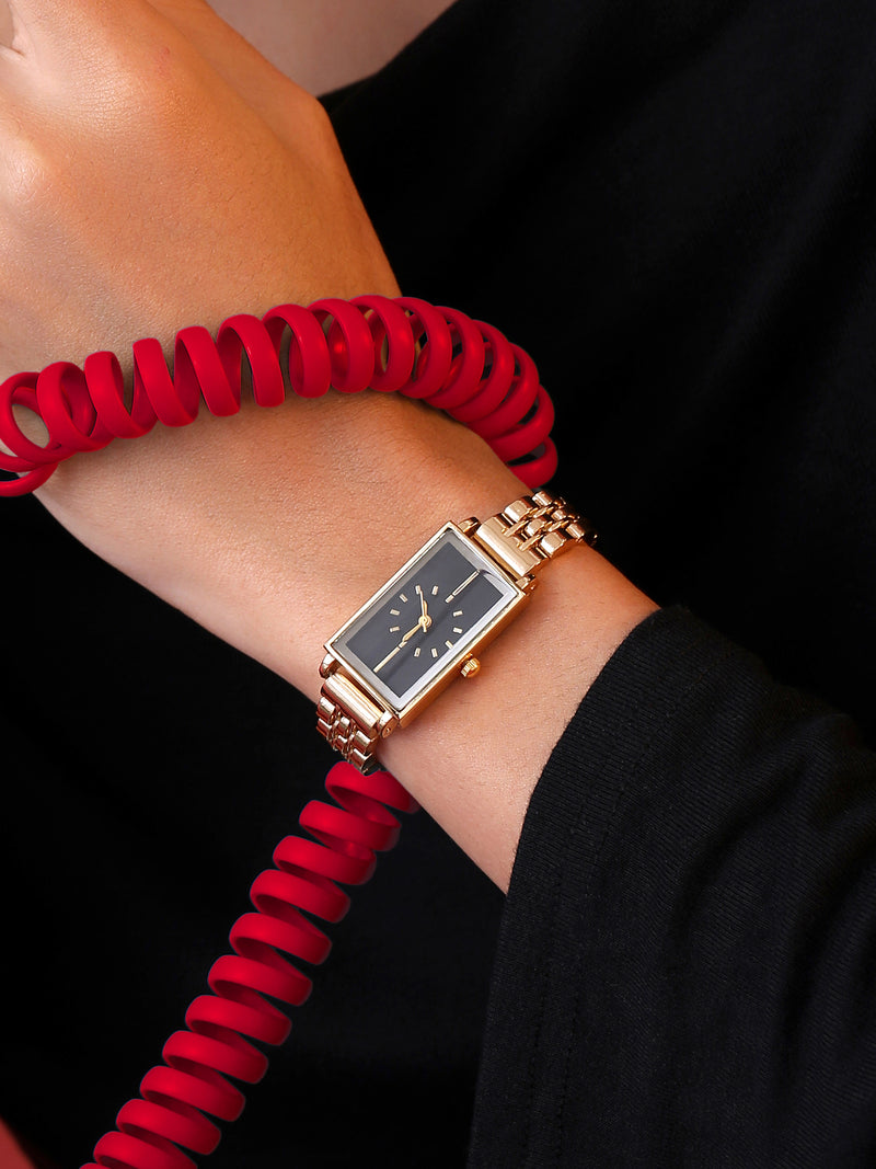The Minimal Rectangle Watch - Midnight Gold