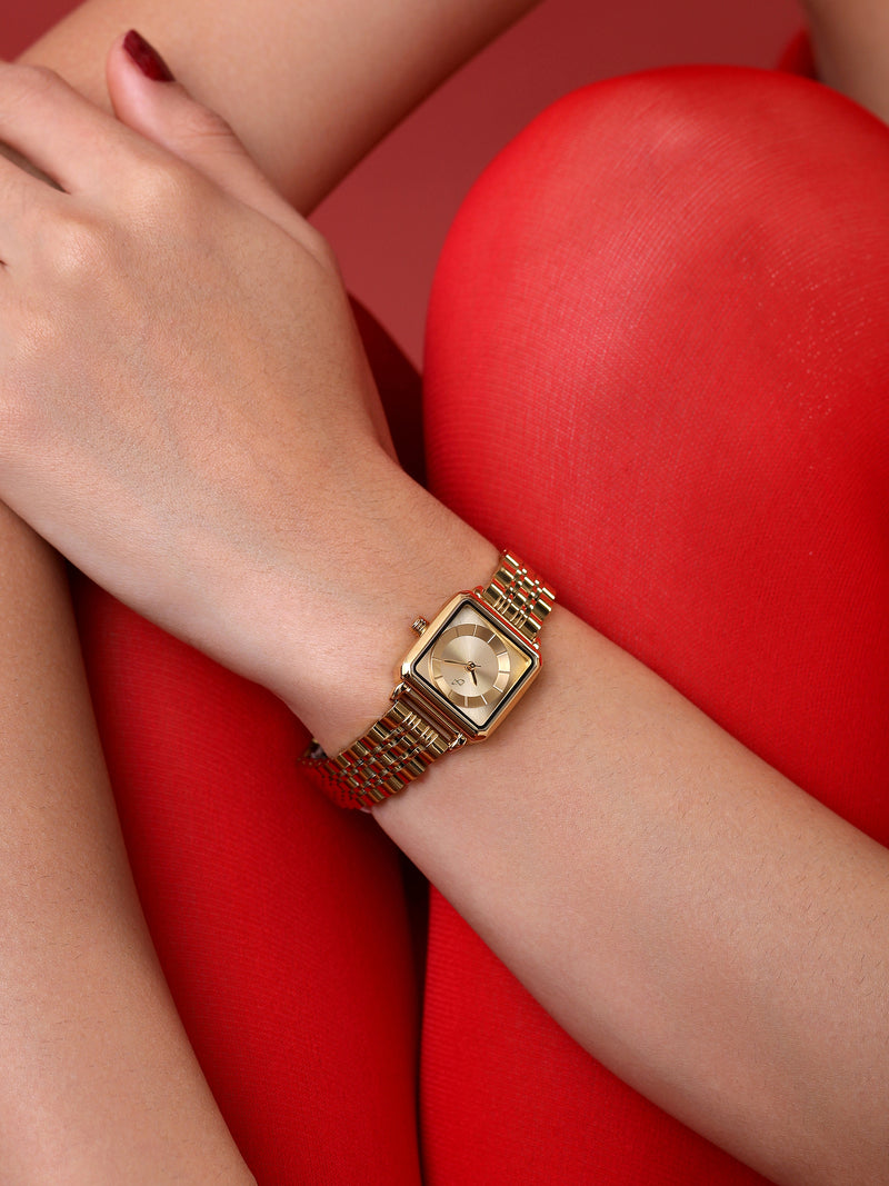 The Ruby Square Watch - Antique Gold
