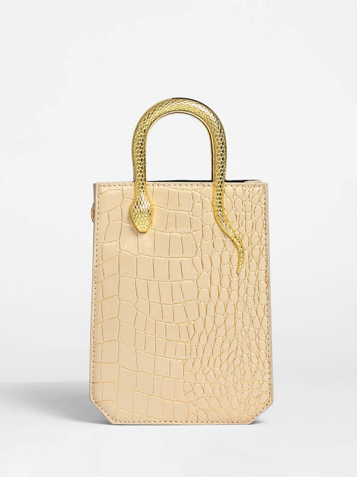 The Gilded Viper Hand Bag - Khaki Beige