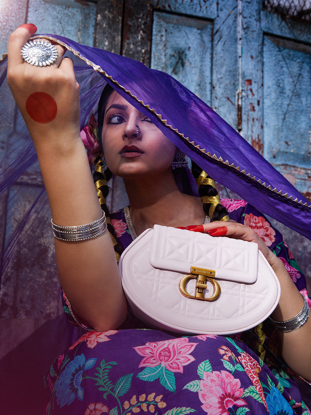 The Quilted Curve Sling Bag - Nude Pink