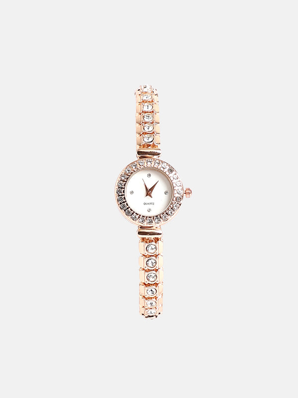 The Polished Opulent Round Watch - Champayne Gold